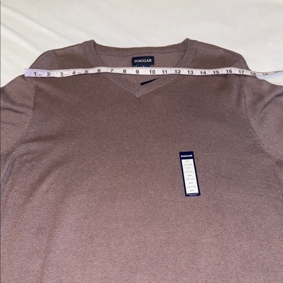 Haggar Cashmere Sweater Cotton Brown V-Neck Men's Size M - Picture 3 of 9